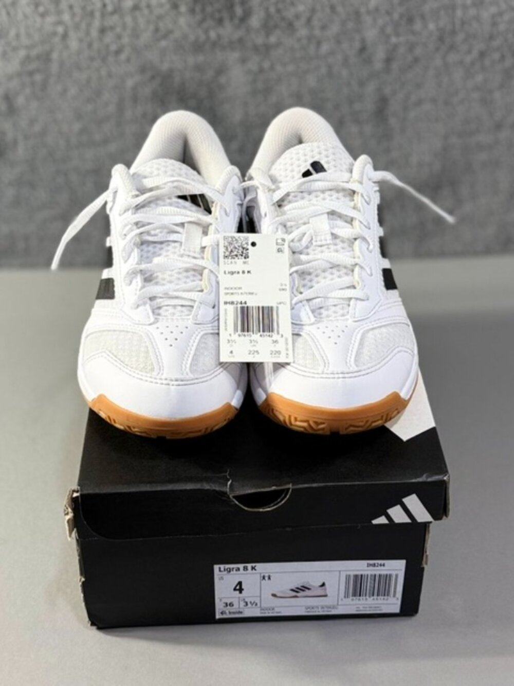 Adidas Ligra 8 Indoor Volleyball Girls White Sneakers Athletic Shoes 4Y IH8244